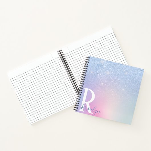 Carnet Elégant moderne design ombre bleu parties scintill (Intérieur)