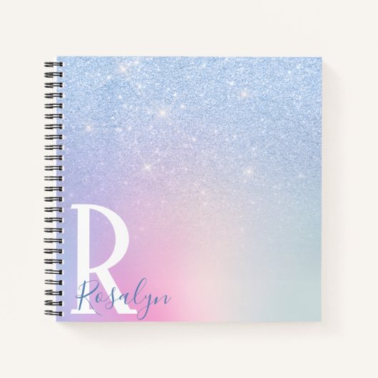 Carnet Elégant moderne design ombre bleu parties scintill (Devant)