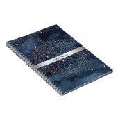 Carnet Elégant moderne en argent Mandala Stripe Navy bleu (Côté Droit)