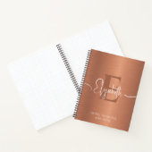 Carnet Élégant moderne en cuivre brossé Monogramme (Intérieur)