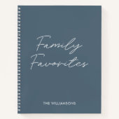 Carnet Elégant moderne Gris Script Cuisine Famille Recett (Devant)