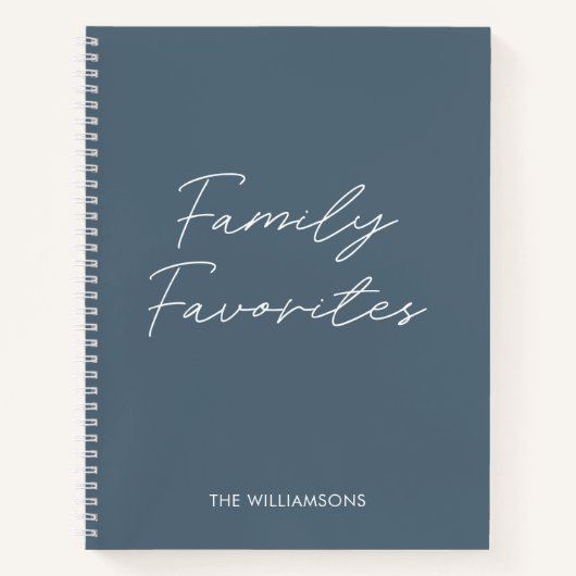 Carnet Elégant moderne Gris Script Cuisine Famille Recett (Devant)