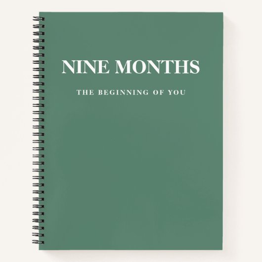 Carnet Élégant moderne minimaliste verte Grossesse cadeau (Devant)