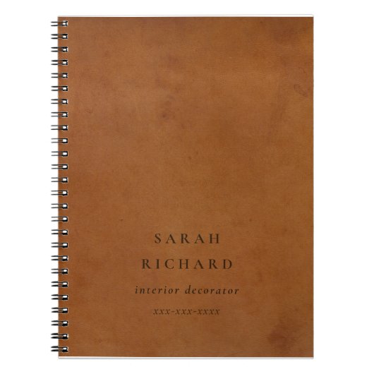 Carnet Élégant Moderne Rustique Tan Tan Texture Cuir Pers (Devant)