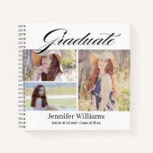 Carnet élégant moderne script graduation 3 photos collage (Devant)