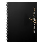 Carnet Élégant moderne Script Monogramme Initiales Black  (Devant)