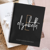 Carnet Élégant Monogram Black Gold Script Business School