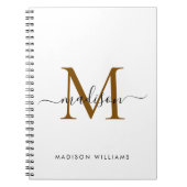 Carnet Élégant Monogram Black Gold Script Office School (Devant)