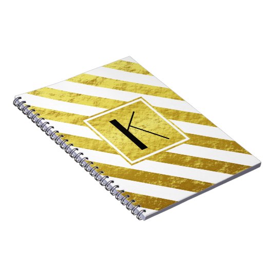 Carnet Élégant Monogram Gold Stripes (Côté Droit)