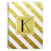 Carnet Élégant Monogram Gold Stripes (Devant)