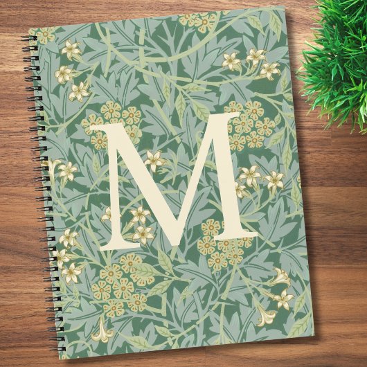 Carnet Elegant Monogram Green Jasmine Floral