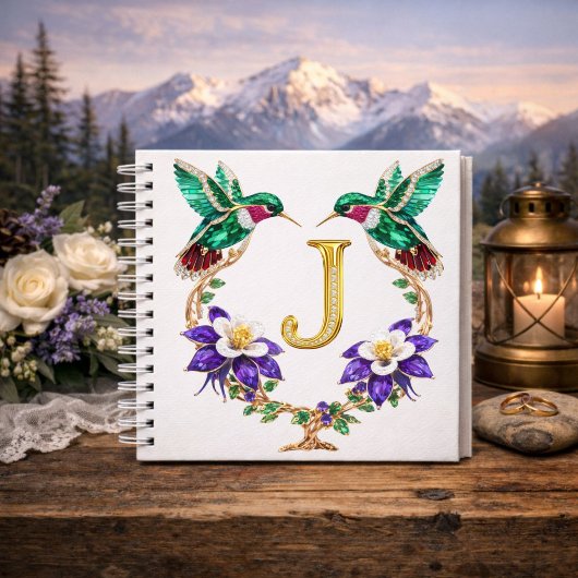 Carnet Elegant Monogram J Wedding Gift Hummingbird