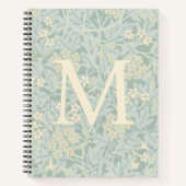 Carnet Elegant Monogram Pastel Green Jasmine Floral (Devant)
