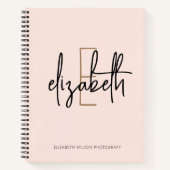 Carnet Élégant Monogram Pink Gold Script Business School (Devant)