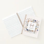 Carnet Elegant Monogram Pretty Beige Blue Flowers Floral (Intérieur)