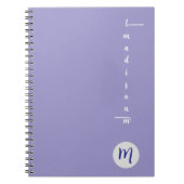 Carnet Elegant Monogram Purple Script Office School (Devant)
