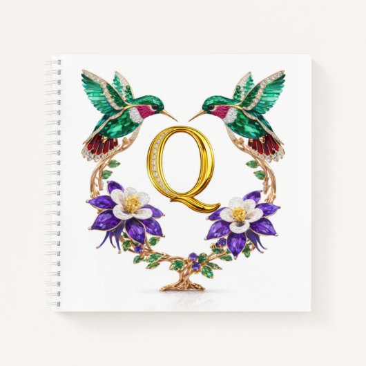 Carnet Elegant Monogram Q Wedding Jewel Hummingbird Gift  (Devant)