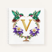 Carnet Elegant Monogram V Hummingbird Wedding Gift (Devant)