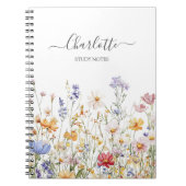 Carnet Elegant Monogram Watercolor Colorful Wildflower (Devant)