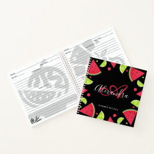 Carnet Élégant Monogram Watermelon Lemon Red Name Recette