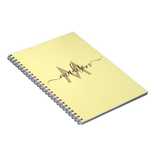Carnet Elegant Monogram Yellow Script Office School (Côté Droit)