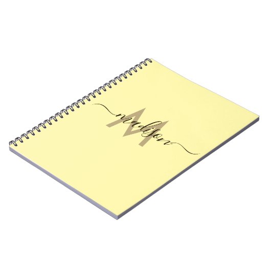Carnet Elegant Monogram Yellow Script Office School (Côté gauche)