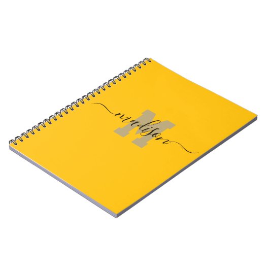 Carnet Elegant Monogram Yellow Script Office School (Côté gauche)