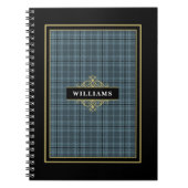 Carnet Élégant monogramme à carreaux noir et or (Devant)