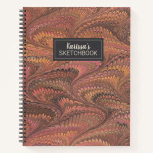 Carnet Elégant Monogramme Artiste Sketchbook Avec Nom
