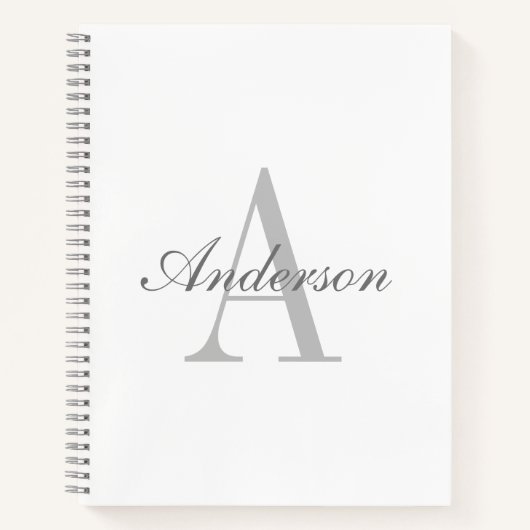 Carnet Élégant Monogramme blanc et gris (Devant)