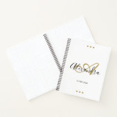 Carnet Élégant Monogramme Blanc Gold Script Nom initial (Intérieur)