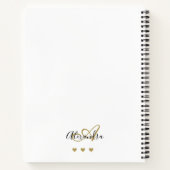 Carnet Élégant Monogramme Blanc Gold Script Nom initial (Dos)
