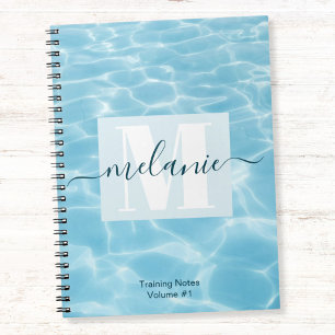 Carnet Elégant Monogramme Bleu Entraînement de natation