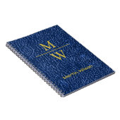 Carnet Elégant Monogramme bleu Luxe Texture Or Lettrage (Côté Droit)