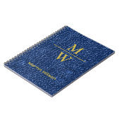 Carnet Elégant Monogramme bleu Luxe Texture Or Lettrage (Côté gauche)