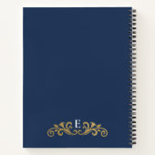 Carnet Élégant Monogramme bleu or de la marine (Dos)