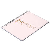 Carnet Élégant Monogramme Blush Pink Et Or Nom Du Script (Côté gauche)