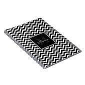 Carnet Élégant Monogramme Chevron noir et blanc (Côté Droit)