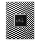Carnet Élégant Monogramme Chevron noir et blanc (Devant)