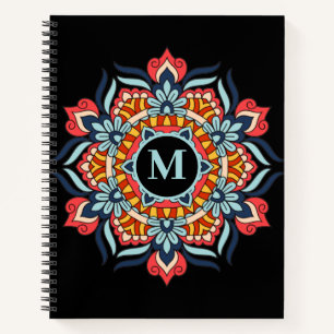 Carnet Élégant Monogramme coloré Mandala Flourish