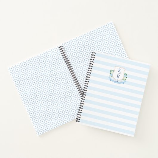 Carnet Elégant Monogramme Côtier Planification Mariage (Intérieur)