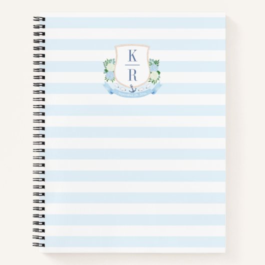 Carnet Elégant Monogramme Côtier Planification Mariage (Devant)