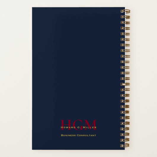 Carnet Élégant Monogramme d'affaires Logo Marine Bourgogn (Verso)