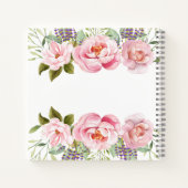 Carnet Élégant monogramme de couronne de fleurs rose 25e  (Dos)
