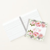 Carnet Élégant monogramme de couronne de fleurs rose 25e  (Intérieur)