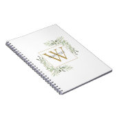 Carnet Élégant Monogramme de Feuillage de Verdure en Or (Côté Droit)