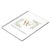 Carnet Élégant Monogramme de Feuillage d'Eucalyptus en Or (Côté gauche)