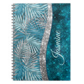 Carnet Élégant monogramme de feuilles de parties scintill (Devant)