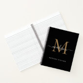 Carnet Élégant Monogramme d'or noir Nom initial du script (Intérieur)