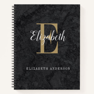 Carnet Élégant Monogramme d'or noir Script initial